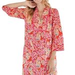 Boden Evangeline Linen Tunic Dress in Red Pop Mexican Paisley Size 4 petite Photo 4