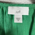 J Jill Linen Blend Sz Medium Kelly Green Blue Embroidered Boho Peasant Top Shirt Photo 4
