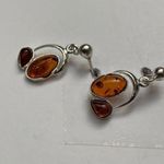 Baltic Amber & Sterling Silver Drop Earrings With Modern Design Photo 1