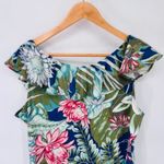 CHAPS  Tropical Beachy Tank Blouse Womens Petite XL Cotton‎ Ruffle Collar NEW Photo 6