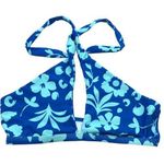Womens Bikini Top Crisscross Halter Floral Aqua Blue M Size M Photo 0