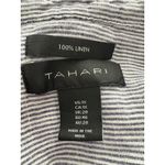 Tahari  Linen Blouse Size 1X  Blue Pinstripe Tunic Side Buttons Comfort Coastal Photo 5