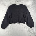 Luna  Ivy Smiley Face Cardigan Womens XS Black Yellow Knit Sweater Emoji‎ Cottage Photo 2