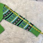 Quacker Factory VTG  Zip Up Sweater Woman’s Size Medium Bright Green Snowflake Photo 6