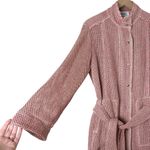 Per Se by Carlisle Netted Open Knit Belted Jacket in Red Cream Cotton Crochet, 8 Photo 7