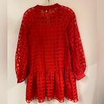 English Factory Women's Check Organza Buttoned Long Sleeves Red Mini Dress Photo 3