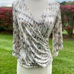 MSK V Neck Foil Knit Faux Wrap top size small Gray Photo 1