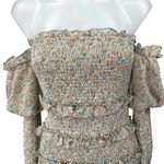 Alamour Jules Floral Off Shoulder Shirred Smocked Puff Sleeve Mini Dress Size XS Photo 2