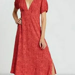 Free People Looking for Love MIDI Dress Flame Combo V-Neck Size 6 Photo 0