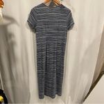 Cute flowy navy stripe short sleeve J. Jill dress casual pool brunch pockets Blue Photo 3
