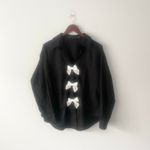 English Factory English Factor‎ Bow Poplin Button-Up Shirt Black Size Medium Photo 2