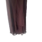 Jones New York Dress Y2k Size 10 Brown Chiffon 100% Silk Beaded Midi Dress Photo 3
