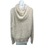 Free People Cream Eyelash Knit Hooded Hoodie Hi Low Pullover Sweater Top Size L Photo 1