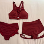 Lunalae Wine Red Pole Set Alexi sport bra and 2 Lure You shorts 2 4 US Photo 0
