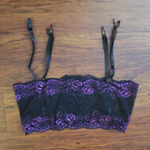 AvidLove Black Purple Chic Feminine Sexy Dainty Sheer Lace Garter Belt Size Med Photo 0