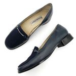 Etienne Aigner Vintage 90s Carmine Navy Blue Leather Microfiber Loafer Size 7.5 Photo 1