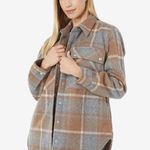 BLANK NYC Mountain High tan gray flannel plaid button down shacket, size small Photo 1