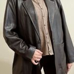 Vintage Denim & Co. Chocolate Brown Genuine Leather Blazer Jacket Size 1X Photo 0