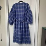 Zara Plaid Midi Dress Belted Balloon Sleeve Blue‎ Size Small blogger favorite Blue Photo 5