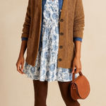 Lucky Brand NWOT  Blue White Floral Paisley Faux Wrap Mini Sundress - Size 12 Photo 0