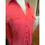 Ultra Flirt  SALMON PINK LONG SLEEVE BUTTON UP SHIRT DRESS NWT WOMENS LARGE Photo 2