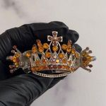 Vintage Metal Claw Clip Orange Crown Hair Barrette Photo 0