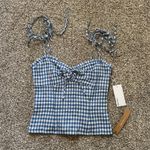 Reformation blue & white gingham Holcomb linen tank top size 0 NWT Photo 1