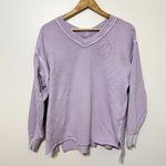 Aerie  Oversized Wonder V-Neck Sweatshirt Purple Size XS Smiley Face Graphic Photo 1