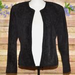 Vintage 80's Evan Davies Black Suede Leather Embroidered Blazer Jacket Size 10 Photo 4