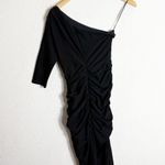 Alieva Dolly Elegant One Sleeve Bodycon Dress Size Small Black Wedding Cocktail Photo 11