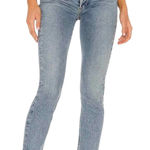 AGOLDE  Nico High Rise Blue Light Wash Chew Hem Distressed Skinny Jeans size 23 Photo 0