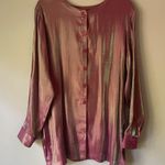 Avon L Blouse Pink Two Tone Dhoop Chao Shimmer Long Sleeve Button Collarless Size L Photo 7