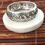 Brighton  Silver Filigree Women's Hinged Bangle Bracelet Photo 3
