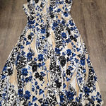 Westport  Navy Blue Beige Ivory Black Crochet Trim Long Flowy Dress Plus Size 18W Photo 0