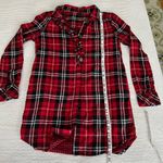 Forever 21  red and black plaid button cotton shirt ruffle S Photo 10