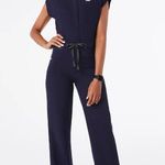 FIGS Rafaela Cargo Wide Leg ScrubJumpsuit in Navy, Size X-Small Petite Photo 0