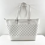 Michael Kors  Violet Leather Large Carryall Tote Bag Purse Optic White Photo 4