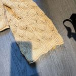 Miami  Butter Yellow Crochet Crop Sweater With Scallop Hem Photo 1