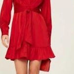 MARISSA WEBB Satin Red Tie Front V Photo 0