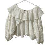 Free People  Off-White Ruffle Cotton Top(Size Small) Photo 3