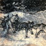 Furry winters sled dog husky scene detailed vintage jacket Size L Photo 2