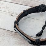 Leather? Tie Bracelet with Protect Animals Charm Black Photo 3