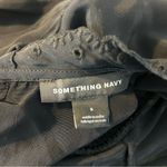 Something Navy Black Short Puff Sleeve MockEyelet Neck Blouse Size Small Photo 7