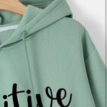 1 Madison Mint Green POSITIVE Graphic Drop Shoulder Crop Drawstring Hoodie Size Medium‍‍ Photo 2