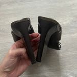 Gucci Vintage 90s Double Strap Brown Leather Block Heel Mule Sandals Photo 6