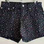 Levi's Levi’s Mid Length Shorts, Floral Print, Black Shorts with Pink Flowers, Size 28 Photo 3