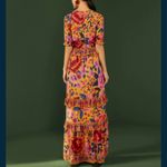Anthropologie NWOT Farm Rio Floral Dream Short Sleeve Maxi Dress Yellow Floral Photo 1