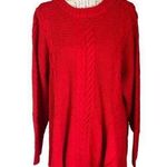 Roaman’s Chunky Cable Knit Fit and Flare Bright Red Sweater 1X Photo 0