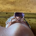 Natural Rose de France Amethyst Sterling Silver Flower Ring Size 9 Purple Photo 1