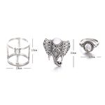 Boutique Vintage Style Elephant 3 Piece Ring Set Adjustable BN3 Photo 3